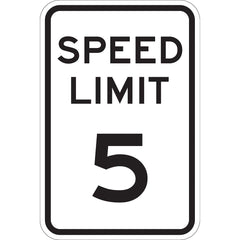 Lyle Signs - Traffic & Parking Signs; MessageType: Speed Limit Signs ; Message or Graphic: Message Only ; Legend: Speed Limit 5 ; Graphic Type: None ; Reflectivity: Reflective; Engineer Grade ; Material: Aluminum - Exact Industrial Supply