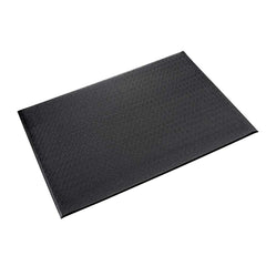 Anti-Fatigue Mat: 75' Length, 2' Wide, 9/16″ Thick, Polyvinylchloride & Vinyl Pebbled, Black, Dry