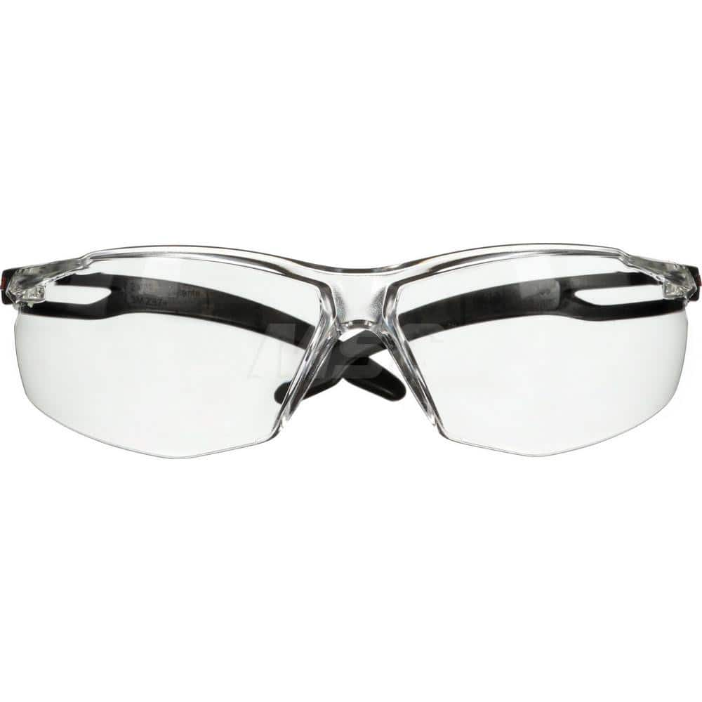 Safety Glass: Anti-Fog & Anti-Scratch, Polycarbonate, Clear Lenses, Frameless Black Frame, Wraparound, Adjustable