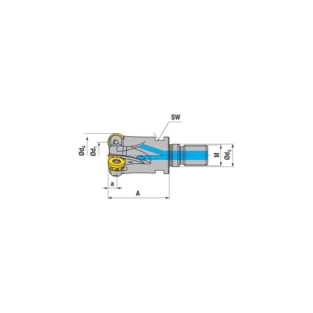 Indexable Ball Nose End Mills; Milling Diameter: 1.5000 in; Maximum Depth Of Cut: 0.1970 in; Maximum Ramping Angle: 3.3; Shank Diameter: 1.1060 in; Shank Type: Modular; Compatible Insert Style: RPHX; RPNX; Compatible Insert Size Code: RP.X 10T3..; Toolhol