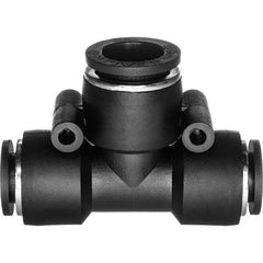 Value Collection - 1/2 x 3/8" OD, Nylon Push-to-Connect Tee Reducer - 150 Max psi, Black - Benchmark Tooling