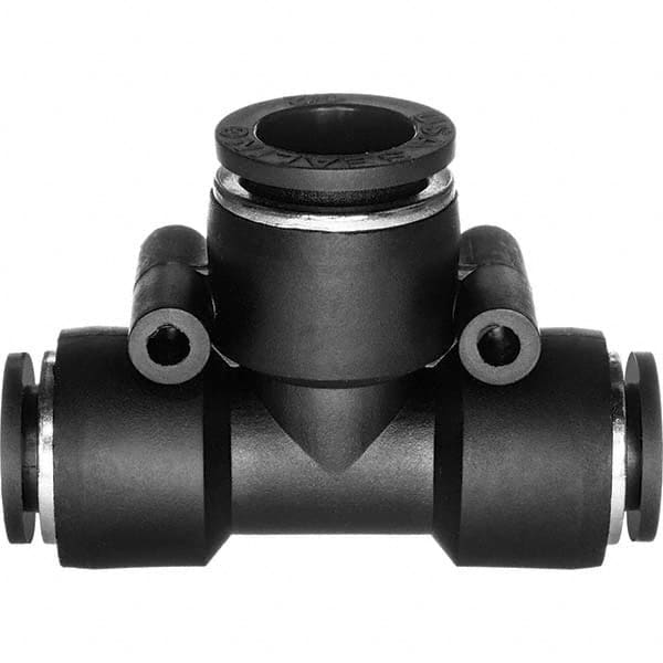 Value Collection - 8 x 10mm OD, Nylon Push-to-Connect Tee Reducer - 150 Max psi, Black - Benchmark Tooling