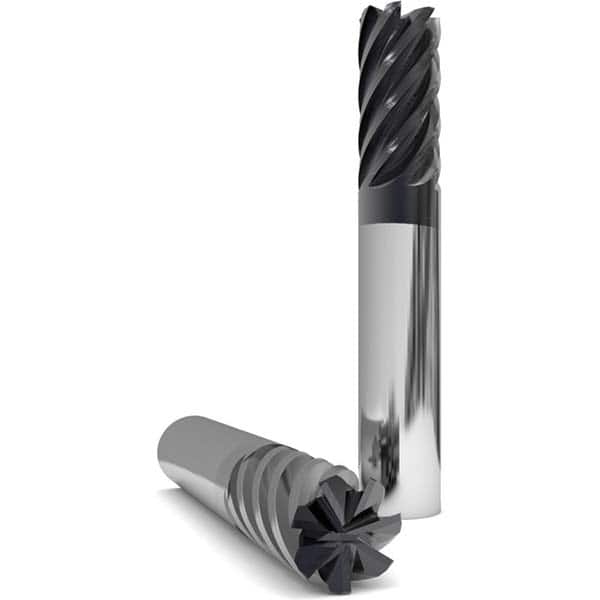 Corner Radius End Mill: 1/4″ Dia, 1/2″ LOC, 0.06″ Radius, 7 Flutes, Solid Carbide 2″ OAL, 1/4″ Shank Dia, 38 ° Helix, nACo Coated, Corner Radius End, Centercutting, Series 1035