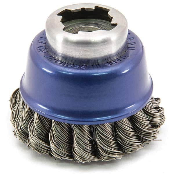 Osborn - 2-1/2" Diam 5/8-11 Threaded Arbor Steel Fill Cup Brush - Benchmark Tooling