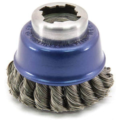 Osborn - 2-1/2" Diam 5/8-11 Threaded Arbor Stainless Steel Fill Cup Brush - Benchmark Tooling