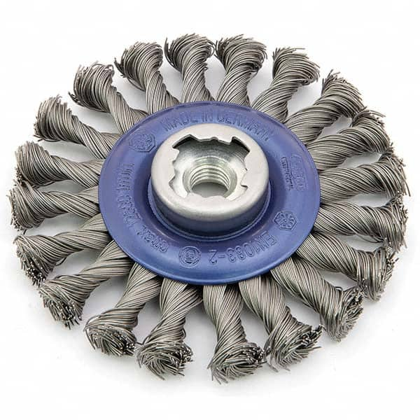 Osborn - 5" OD, 5/8-11 Arbor Hole, Knotted Stainless Steel Wheel Brush - Benchmark Tooling