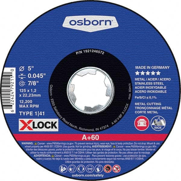 Osborn - 4-1/2 x 0.04, 7/8" Hole 60 Grit Aluminum Oxide Cutoff Wheel - Benchmark Tooling