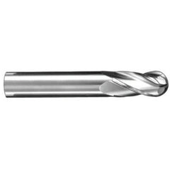 31/64″ Dia. × 1/2″ Shank × 1″ DOC × 3″ OAL, Carbide TiCN, Spiral , 4 Flute, 30° Helix, Ballnose End Mill - Exact Industrial Supply