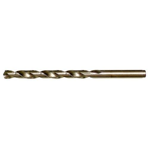 8.50mm RHS / RHC HSS-CO 8% (M42) 135 Degree Split Point Cobalt Heavy Duty Jobber Length Drill - Straw / Gold Oxide - Exact Industrial Supply