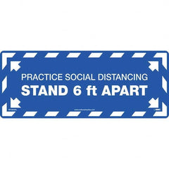 Please Practice Social Distancing Rectangle, White on Blue, Use for Exit, Entrance & Directional