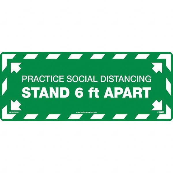 Please Practice Social Distancing Rectangle, White on Green, Use for Exit, Entrance & Directional