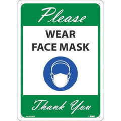 Sign: Rectangle, ″Please Wear Face Mask Thank You″ Plastic, Wall Mount, 14″ High