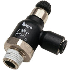 Legris - Speed & Flow Control Valves Valve Type: Compact Meter Out Flow Control Male Thread Size: 1/2 NPT - Benchmark Tooling