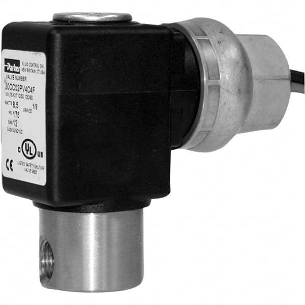 Parker - 24 VDC 1/8" NPT Port Stainless Steel Two-Way Direct Acting Solenoid Valve - Benchmark Tooling