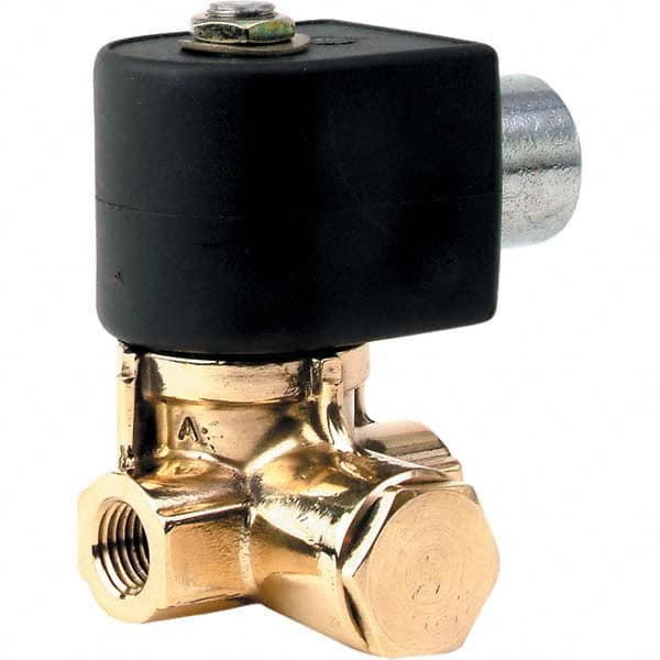 Parker - 120/60 - 110/50 VAC 1/4" NPT Port Brass Two-Way Internally Piloted Diaphragm Solenoid Valve - Benchmark Tooling