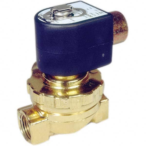 Parker - 120/60 - 110/50 VAC 3/8" NPT Port Brass Two-Way Internally Piloted Diaphragm Solenoid Valve - Benchmark Tooling