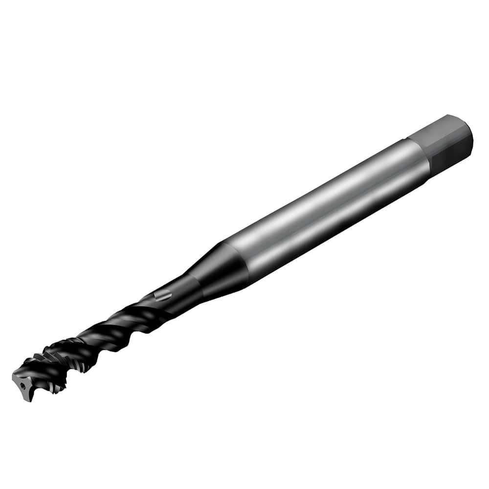 Sandvik Coromant - Spiral Flute Taps; Thread Size (Inch): 1/4-28 ; Chamfer: Semi-Bottoming ; Class of Fit: 2BX ; Number of Flutes: 3 ; Material: HSS-E-PM ; Finish/Coating: TiAlN - Exact Industrial Supply