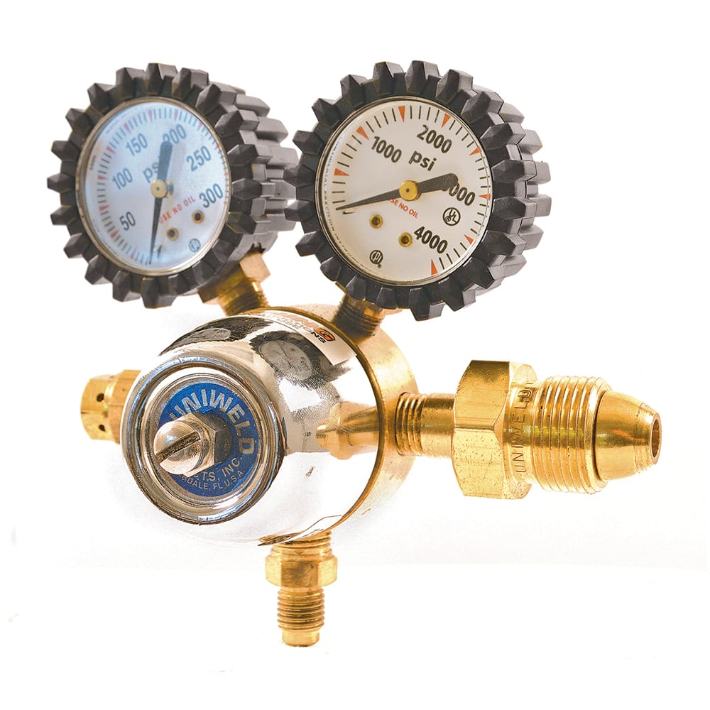 Made in USA - 1/4 NPT 5 - 175 psi Nitrogen Rubber, Brass Regulator with Gauge - Exact Industrial Supply