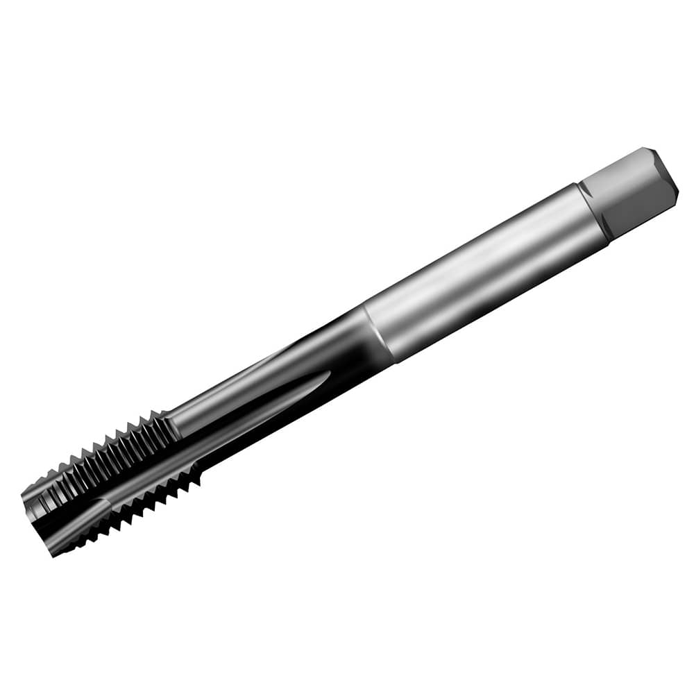 Spiral Point Tap: M12 x 1.75, DIN 376, 3 Flutes, Plug, 6HX, HSS-E-PM, TiAlN Finish 23 mm Thread Length, 110 mm OAL, Right Hand, Series T200