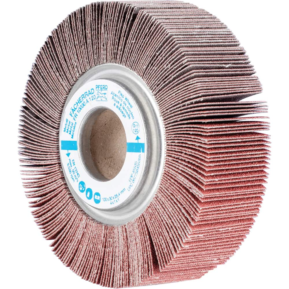 PFERD - Unmounted Flap Wheels; Abrasive Type: Coated ; Outside Diameter (Inch): 4 ; Face Width (Inch): 1 ; Center Hole Size (Inch): 1 ; Abrasive Material: Aluminum Oxide ; Grit: 120 - Exact Industrial Supply