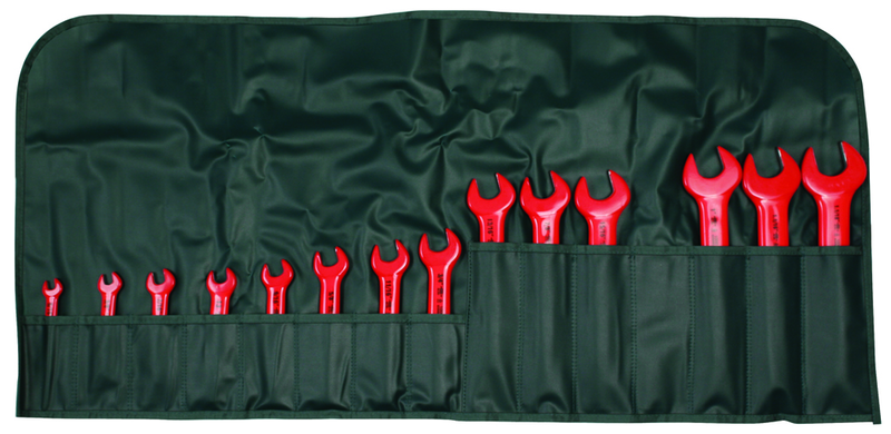 Insulated Open End Inch Wrench 14 Piece Set Includes: 5/16" - 1-1/8" In Canvas Pouch - Benchmark Tooling