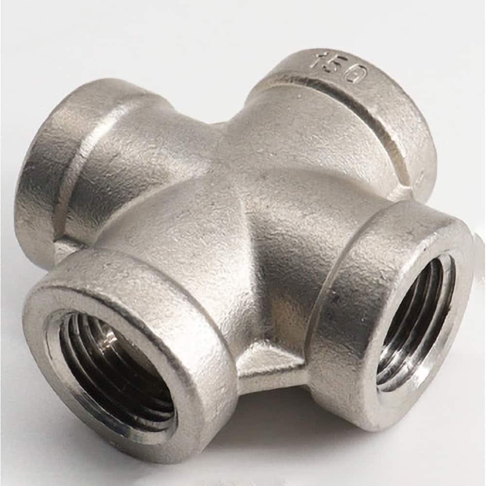 Guardian Worldwide - Stainless Steel Pipe Fittings; Type: Cross ; Fitting Size: 3/8 ; End Connections: FNPT x FNPT x FNPT x FNPT ; Material Grade: 316 ; Pressure Rating (psi): 150 - Exact Industrial Supply