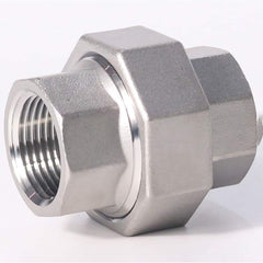 Guardian Worldwide - Stainless Steel Pipe Fittings; Type: Union ; Fitting Size: 1/2 ; End Connections: FNPT x FNPT ; Material Grade: 304 ; Pressure Rating (psi): 150 ; Length (Inch): 1-1/2 - Exact Industrial Supply