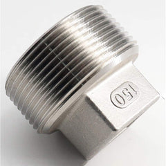 Guardian Worldwide - Stainless Steel Pipe Fittings; Type: Square Head Plug ; Fitting Size: 2 ; End Connections: MNPT ; Material Grade: 304 ; Pressure Rating (psi): 150 ; Length (Inch): 1-3/4 - Exact Industrial Supply
