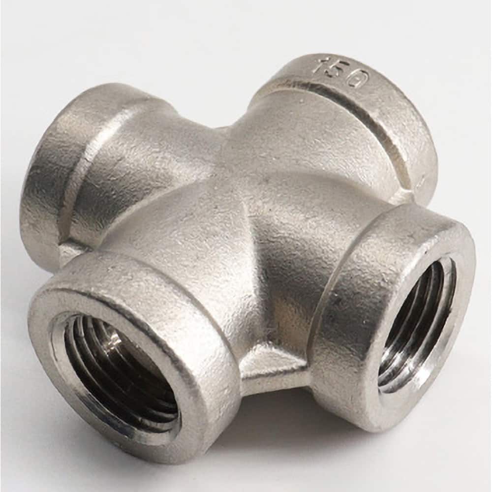 Guardian Worldwide - Stainless Steel Pipe Fittings; Type: Cross ; Fitting Size: 1/2 ; End Connections: FNPT x FNPT x FNPT x FNPT ; Material Grade: 304 ; Pressure Rating (psi): 150 - Exact Industrial Supply