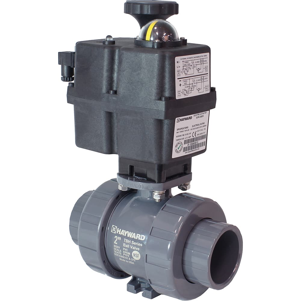 Hayward - Actuated Ball Valves; Actuator Type: Electric ; Pipe Size: 3/4 (Inch); Material: PVC ; Seal Material: FPM ; Number of Pieces: 2.000 ; End Connections: Socket; Threaded - Exact Industrial Supply