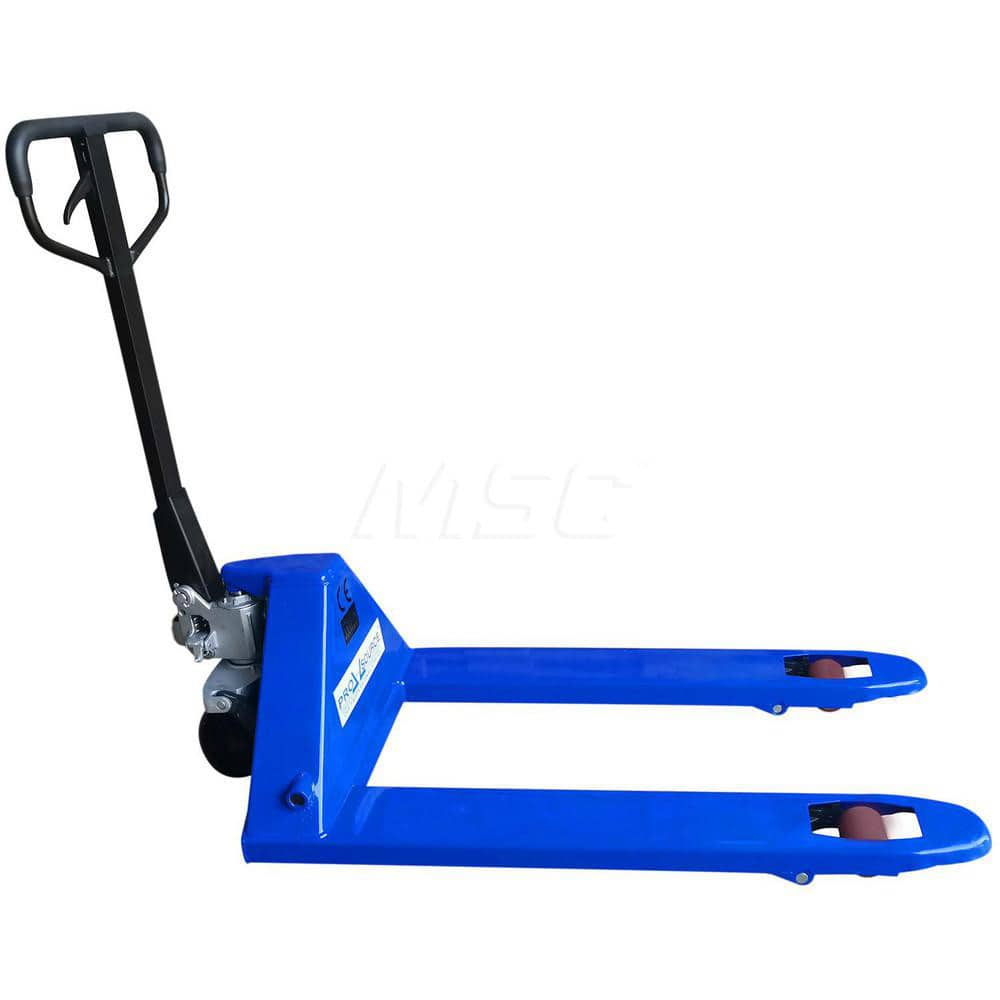 Power Pallet Truck: 5,500 lb Capacity, 27″ OAW, 27″ Forks 3″ Min Lift Height, 42″ Fork Length x 27″ Fork Width, 27″ Overall Width