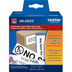 Brother - Labels, Ribbons & Tapes; Type: Label Tape ; Color: Black on White ; For Use With: Brother QL-1050; QL-1060N; QL-1100; QL-1110NWB; QL-500; QL-700; QL-710W; QL-720NW; QL-800; QL-810W; QL-820NWB; QL-1050N; QL-550; QL-570; QL-570VM; QL-580N; QL-650 - Exact Industrial Supply