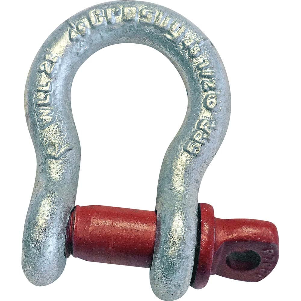 Crosby - Shackles; Nominal Chain Size: 1-1/8 ; Load Limit (Ton): 9.50 ; Pin Type: Bolt ; Material: Carbon Steel - Exact Industrial Supply