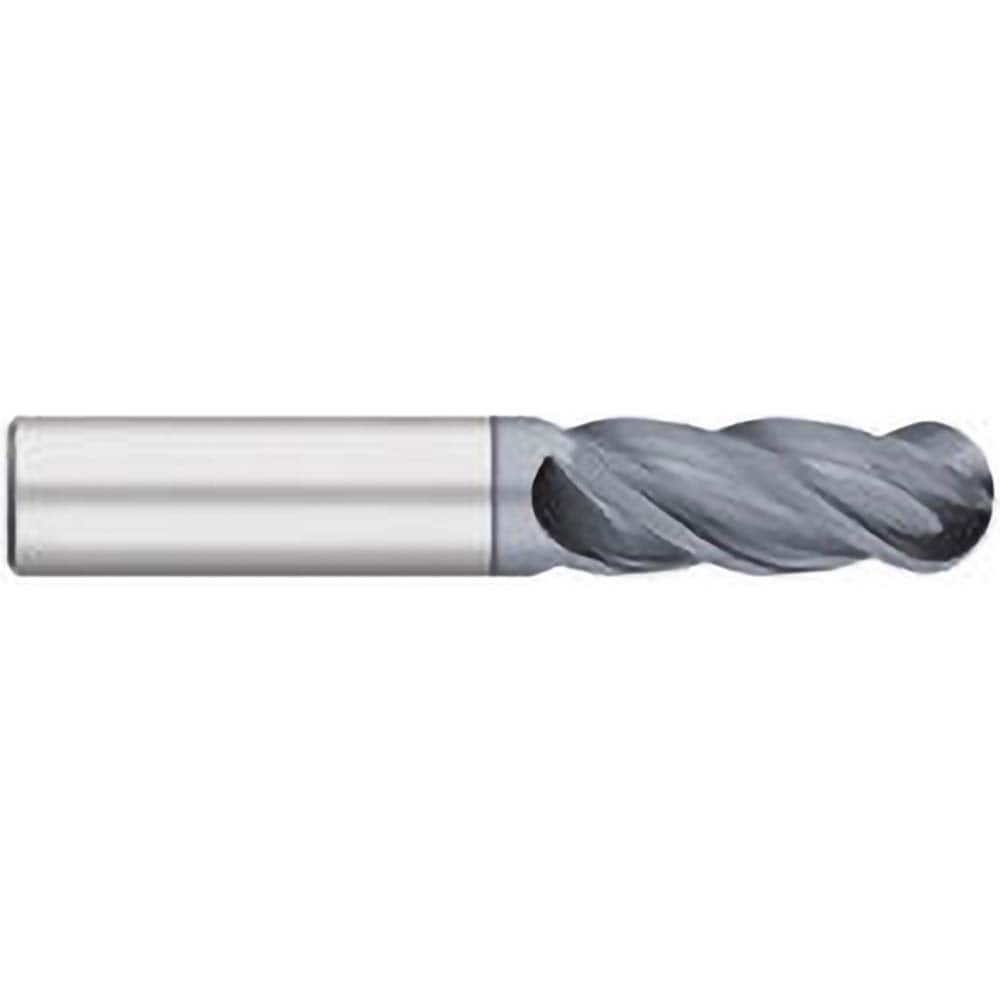Titan USA - Ball End Mills; Mill Diameter (Inch): 1/2 ; Mill Diameter (Decimal Inch): 0.5000 ; Number of Flutes: 4 ; Length of Cut (Inch): 1-1/4 ; Length of Cut (Decimal Inch): 1.2500 ; Material: Solid Carbide - Exact Industrial Supply