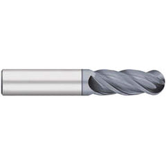 Titan USA - Ball End Mills; Mill Diameter (Inch): 1/2 ; Mill Diameter (Decimal Inch): 0.5000 ; Number of Flutes: 4 ; Length of Cut (Inch): 1-1/4 ; Length of Cut (Decimal Inch): 1.2500 ; Material: Solid Carbide - Exact Industrial Supply