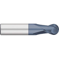 Ball End Mill: 0.5″ Dia, 0.625″ LOC, 2 Flute, Solid Carbide 2-1/2″ OAL, 1/2″ Shank Dia, 30 ° Helix, AlTiN Coated, Single End
