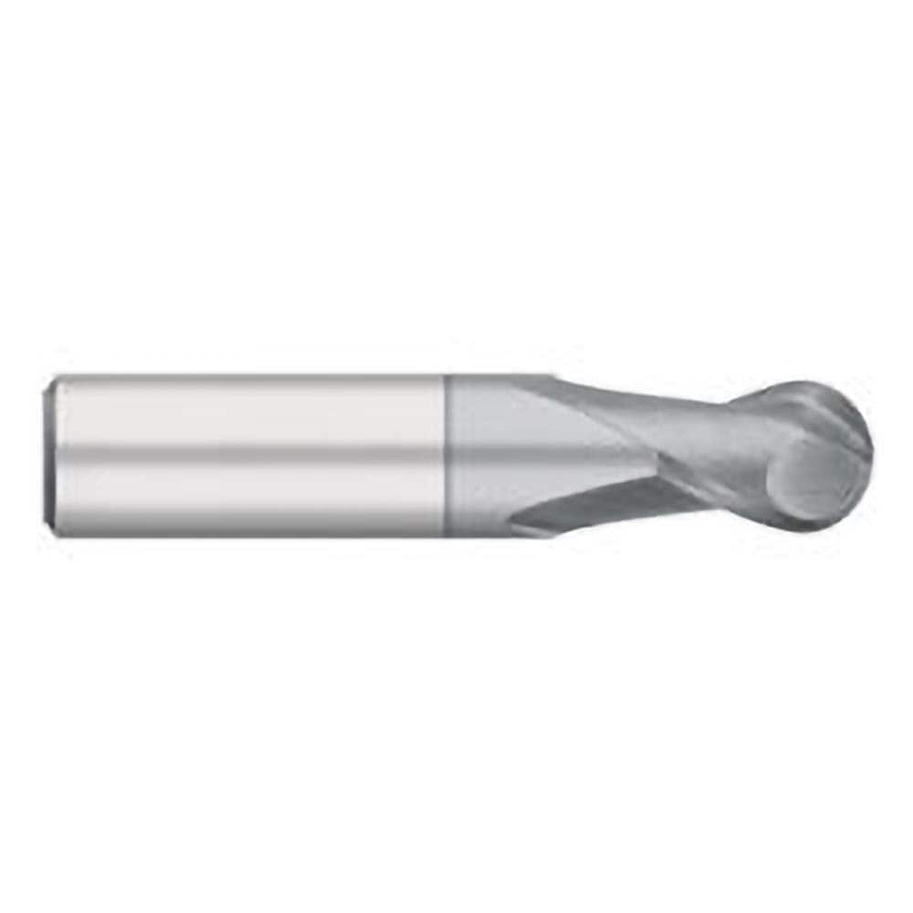 Titan USA - Ball End Mills; Mill Diameter (Decimal Inch): 0.0781 ; Number of Flutes: 2 ; Length of Cut (Inch): 1/8 ; Length of Cut (Decimal Inch): 0.1250 ; Material: Solid Carbide ; Overall Length (Inch): 1-1/2 - Exact Industrial Supply