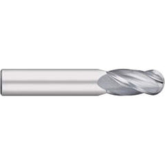 Ball End Mill: 0.6299″ Dia, 1.2598″ LOC, 4 Flute, Solid Carbide 89 mm OAL, 16 mm Shank Dia, 30 ° Helix, Uncoated, Single End