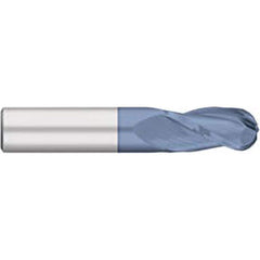 Ball End Mill: 0.5625″ Dia, 1.25″ LOC, 3 Flute, Solid Carbide 3-1/2″ OAL, 9/16″ Shank Dia, 30 ° Helix, AlTiN Coated, Single End