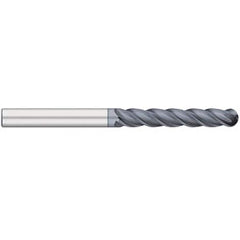 Ball End Mill: 0.625″ Dia, 3″ LOC, 4 Flute, Solid Carbide 6″ OAL, 5/8″ Shank Dia, 38 ° Helix, AlCrO-MAX Coated, Single End