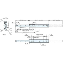 Drawer Slides; Type: 2-Way Mini Drawer Slide; Extension Style: 3/4; Slide Length: 150.00; Travel Length: 94.50; Load Capacity (Lb.): 39.600; Width (Inch): 3/16; Slide Length: 150.00; Material: Stainless Steel; Material Grade: 304; Material: Stainless Stee