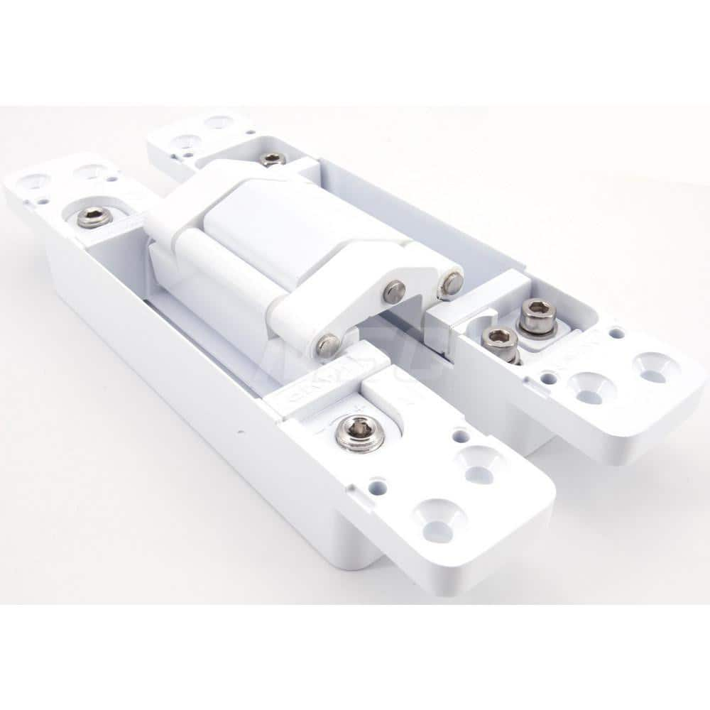 Adjustable Concealed Door Hinge: Zinc Alloy & Stainless Steel, White Finish