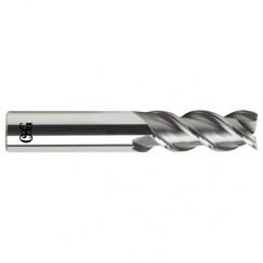 1/2 Dia. x 3 Overall Length 3-Flute .020 C/R Solid Carbide SE End Mill-Round Shank-Center Cutting-Uncoated - Benchmark Tooling