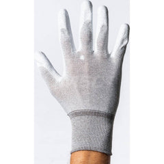 General Purpose Work Gloves: Medium, Polyurethane, Carbon & Nylon White & Gray, Static Dissipative