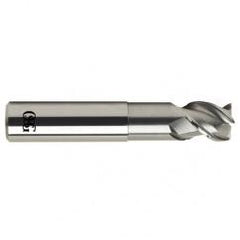 1/2 Dia. x 3 Overall Length 3-Flute .060 C/R Solid Carbide SE End Mill-Round Shank-Center Cutting-Uncoated - Benchmark Tooling