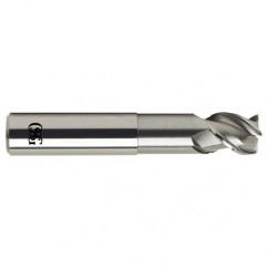 1/4 Dia. x 4 Overall Length 3-Flute .020 C/R Solid Carbide SE End Mill-Round Shank-Center Cutting-Uncoated - Benchmark Tooling