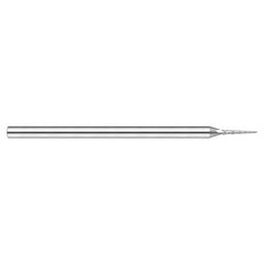 0.09″ Dia. × 1/4″ Shank × 0.9″ DOC × 4″ OAL, Carbide Uncoated, 3 Flute, Ballnose End Mill - Exact Industrial Supply