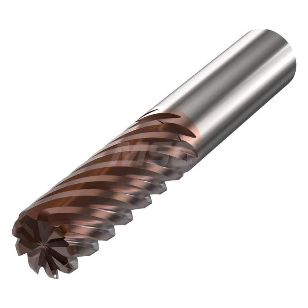 Corner Radius End Mill: 0.0787″ Dia, 4 Flutes, Solid Carbide 35 ° Helix, SIRON-A-T Coated, Corner Chamfer End, Series JSE514