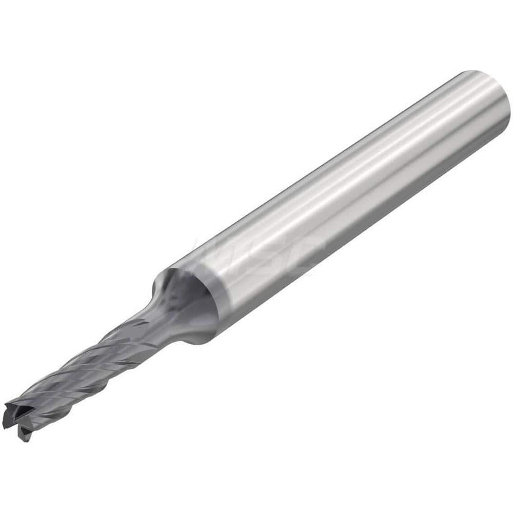 Corner Radius End Mill: 0.1969″ Dia, 4 Flutes, Solid Carbide 35 ° Helix, SIRON-A Coated, Corner Chamfer End, Series JSE514