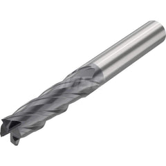 Corner Radius End Mill: 0.7874″ Dia, 4 Flutes, Solid Carbide 35 ° Helix, SIRON-A Coated, Corner Chamfer End, Series JSE514